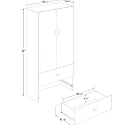 Armoire avec 2 grands tiroirs - blanc