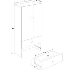 Armoire avec 2 grands tiroirs- naturel