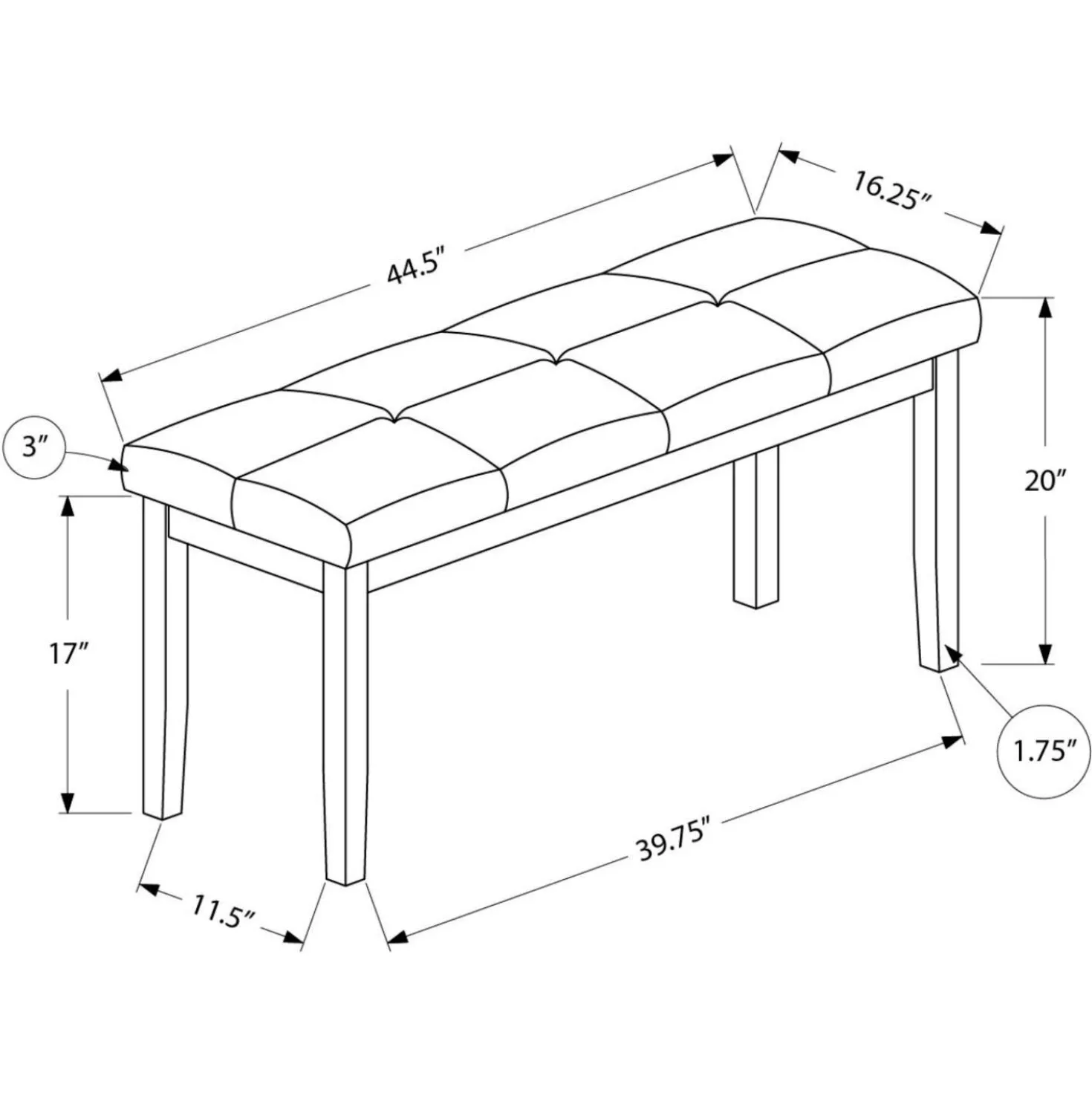 Banc 44"L - Monarch