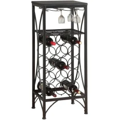 Bar maison - 40"H/métal noir support à verre et bouteille - Monarch