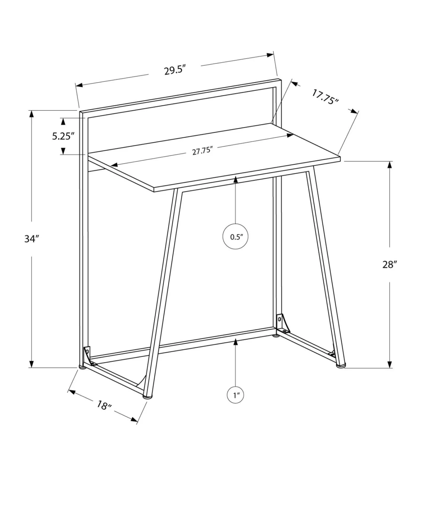 Bureau d'ordinateur - juvénile, petite table d'écriture ou d'ordinateur port - Monarch