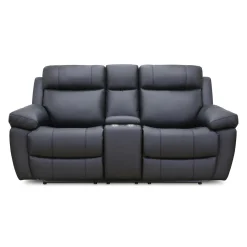 Causeuse inclinable en cuir véritable avec console