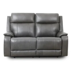 Causeuse inclinable électrique en cuir avec appuis-tête ajustables - gris