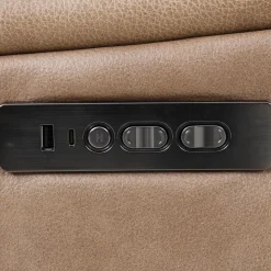 Causeuse inclinable électrique en cuir avec appuis-tête ajustables - taupe