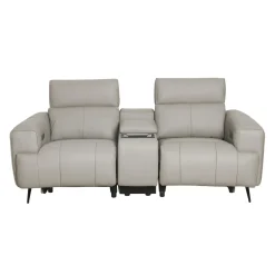 Causeuse électrique inclinable en cuir véritable avec console