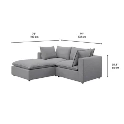 Causeuse modulaire avec ottoman - 3 mcx