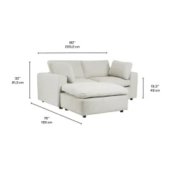 Causeuse modulaire avec ottoman beige- 5 mcx