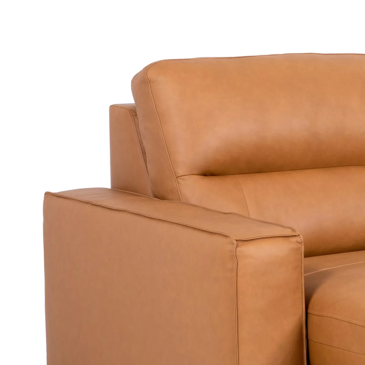 Causeuse modulaire avec sièges coulissants électriques et console multimédia en cuir véritable - 3 mcx