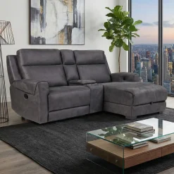 Causeuse modulaire inclinable, chaise longue avec rangement, console avec porte-gobelets et ports USB/USB-C - 3 mcx
