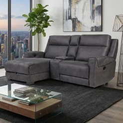 Causeuse modulaire inclinable, chaise longue avec rangement, console avec porte-gobelets et ports USB/USB-C - 3 mcx