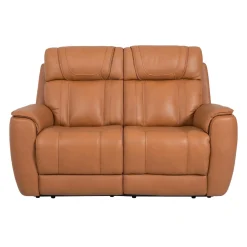 Causeuse modulaire inclinable électrique en cuir véritable avec appuis-tête ajustables - 2 mcx
