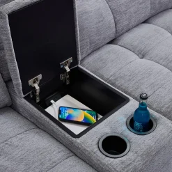 Causeuse modulaire électrique inclinable, chaise longue à gauche avec rangement, et console - 3 mcx