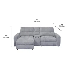 Causeuse modulaire électrique inclinable, chaise longue à gauche avec rangement, et console - 3 mcx