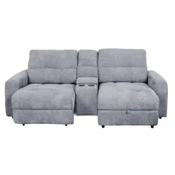 Causeuse modulaire électrique avec siège coulissant à gauche, chaise longue à droite avec rangement et console - 3 mcx