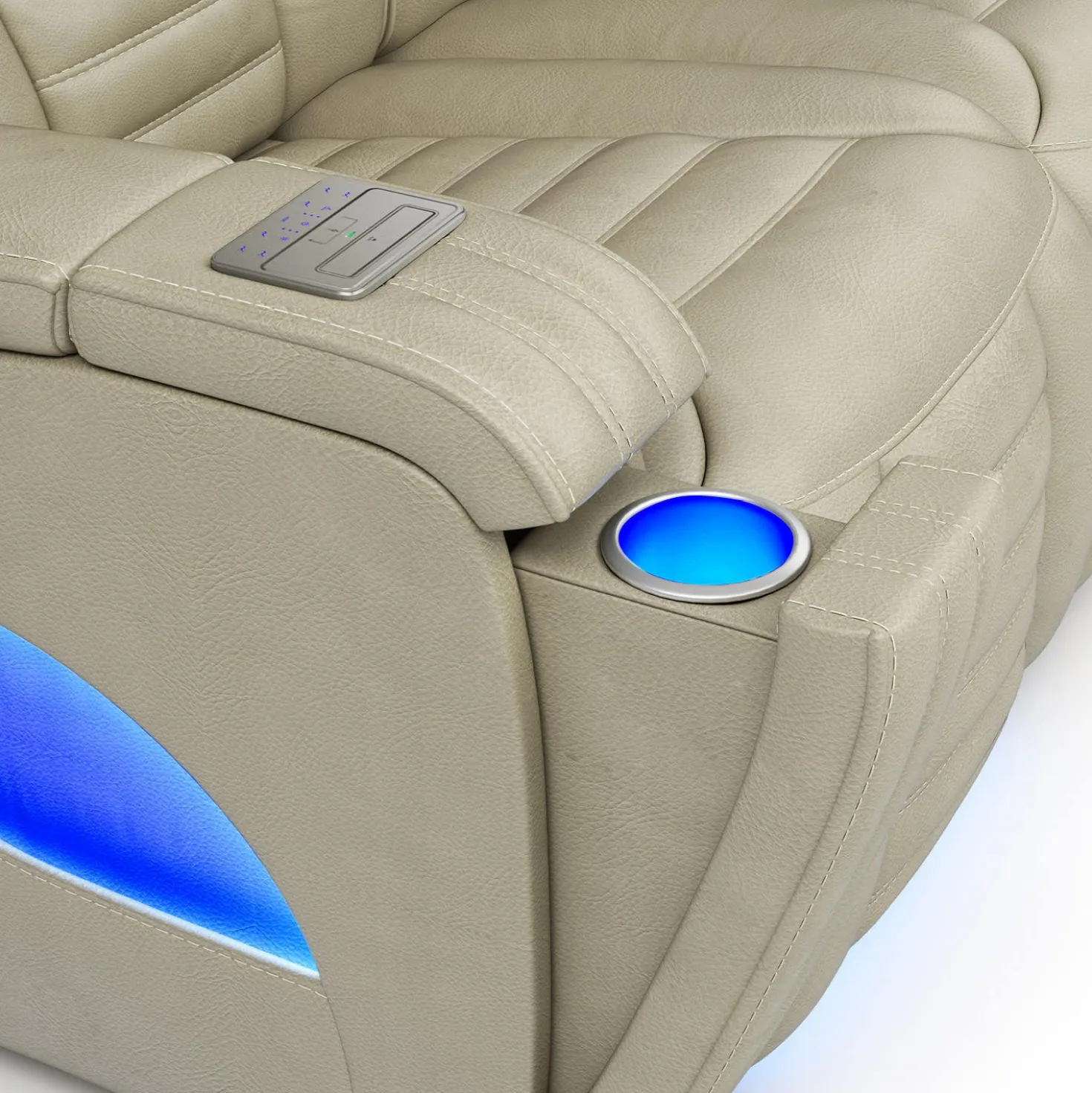 Causeuse modulaire électrique inclinable avec massage, chaleur et console - 3 mcx