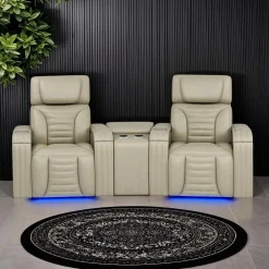 Causeuse modulaire électrique inclinable avec massage, chaleur et console en angle- 3 mcx