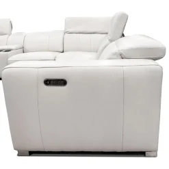 Causeuse modulaire électrique inclinable en cuir véritable avec appui-têtes ajustables – 2 mcx