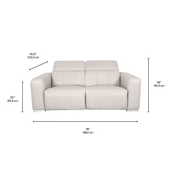 Causeuse modulaire électrique inclinable en cuir véritable avec appui-têtes ajustables – 2 mcx