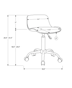 Chaise de bureau - juvénile dossier bas - hauteur réglable - gris - Monarch