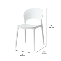 Chaise intérieur/extérieur empilable en résine – blanc