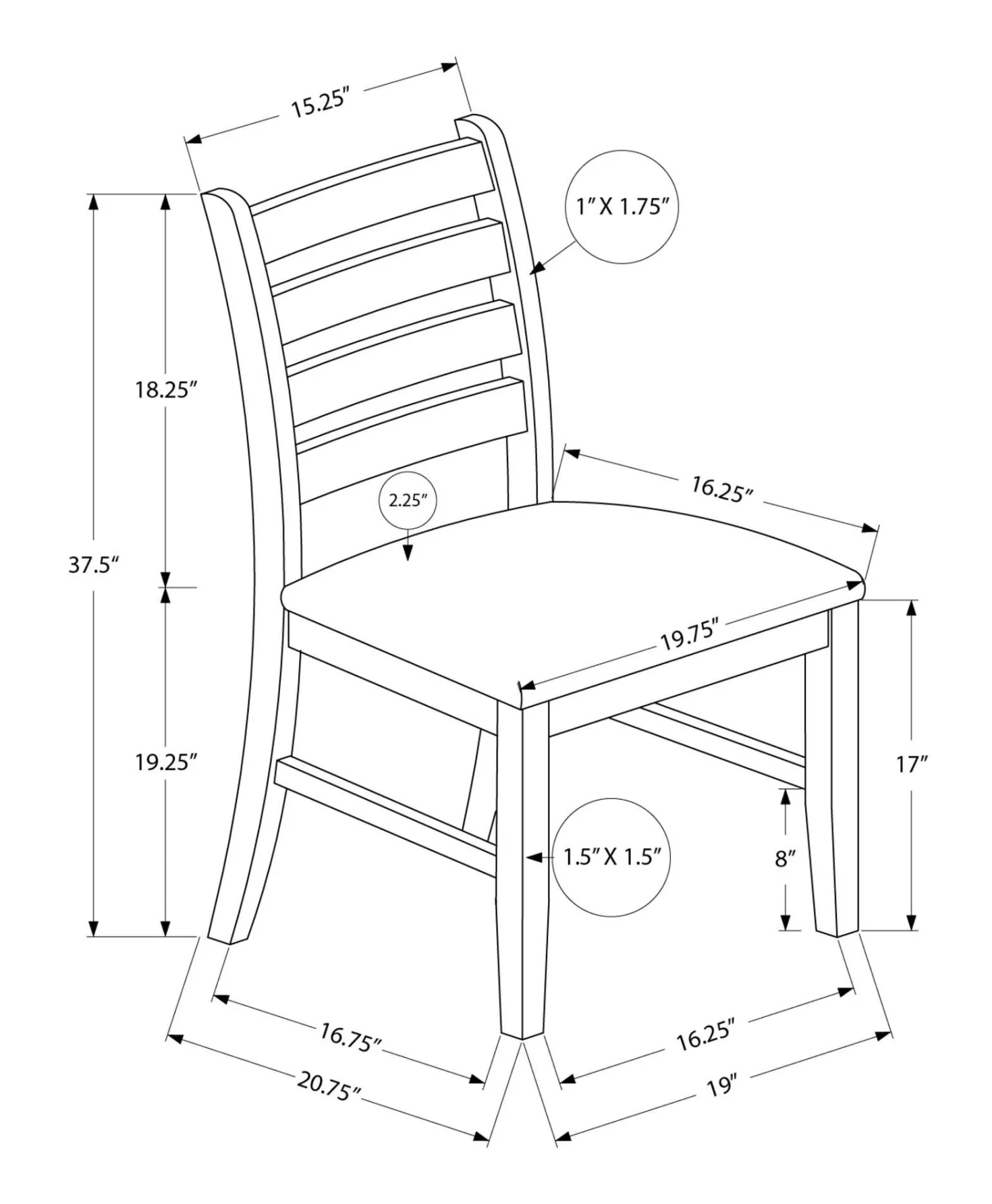 Chaises (bte de 2) - gris & noir - Monarch