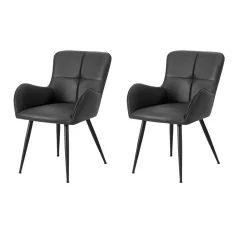Chaises de cuisine (ensemble de 2) 33 po tissu noir effet cuir - Monarch - Monarch