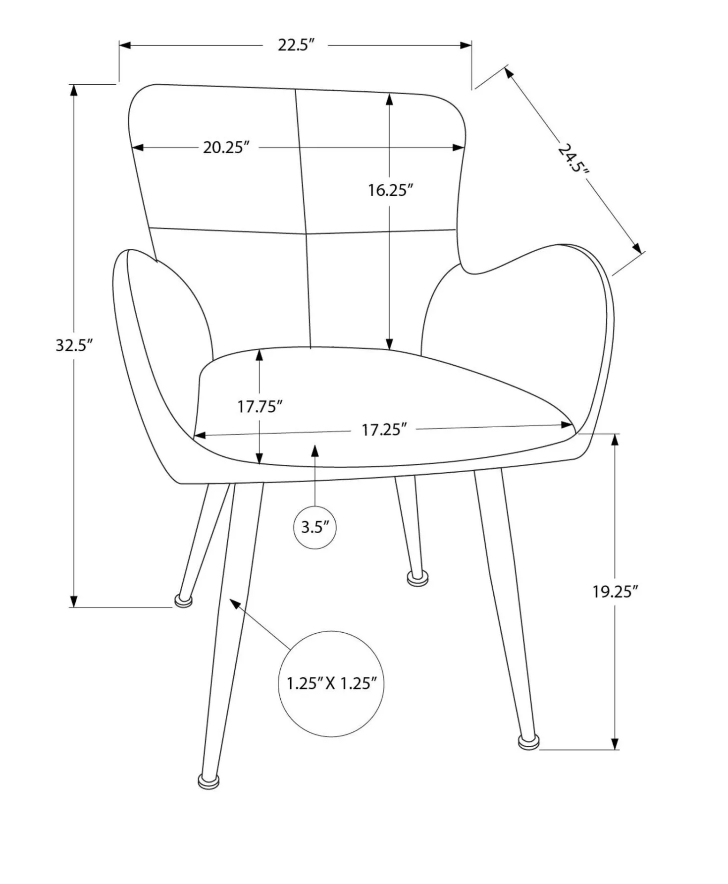 Chaises de cuisine (ensemble de 2) 33 po tissu noir effet suédé - Monarch - Monarch