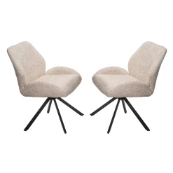 Chaises en tissu bouclé avec accoudoirs bas (bte de 2) - beige