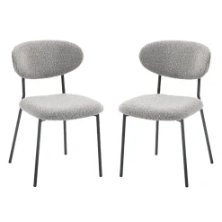 Chaises en tissu bouclé (bte de 2) - gris