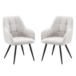 Chaises rembourrées avec accoudoirs (bte de 2) - gris pâle