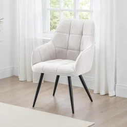 Chaises rembourrées avec accoudoirs (bte de 2) - gris pâle