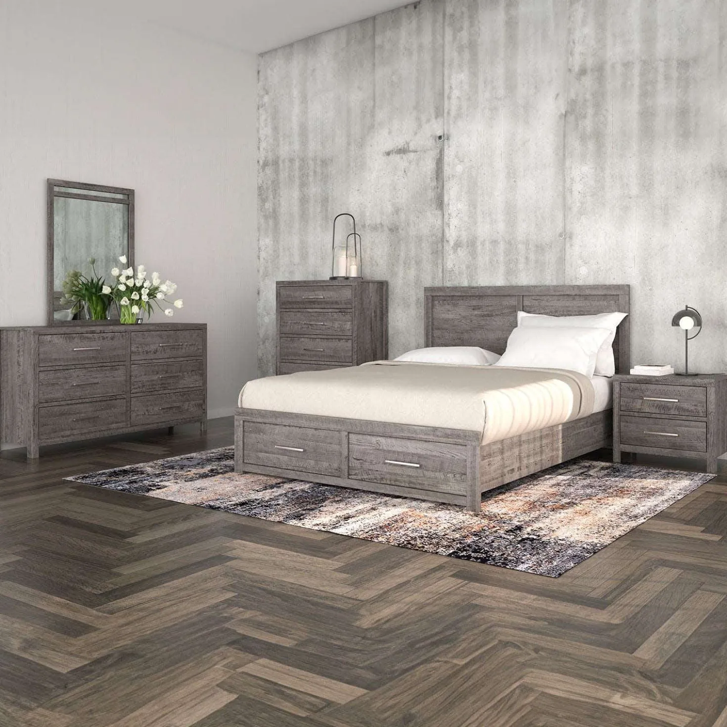 Chiffonnier 5 tiroirs - gris