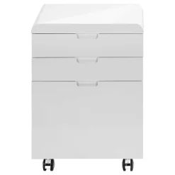 Classeur - 3 tiroirs, blanc lustré sur roulettes - Monarch