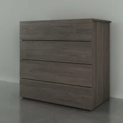 Commode 4 tiroirs, gris écorce