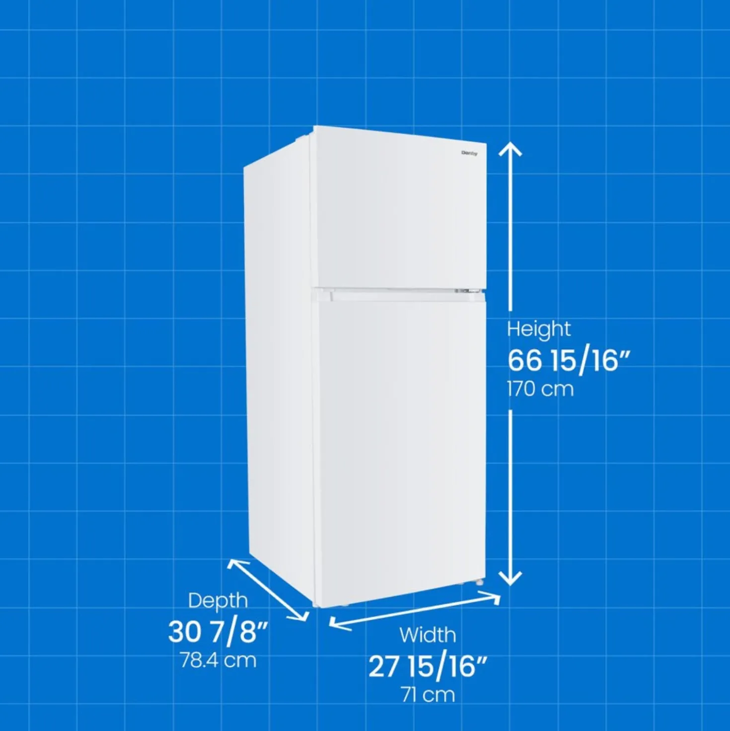DANBY Réfrigérateur 18 pi3 28 po Blanc Congélateur en haut - DFF176B1WDB