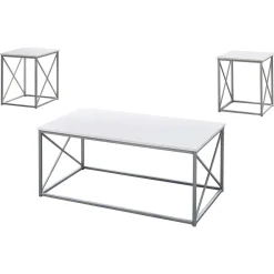 Ens de tables - 3mcx, blanc, métal argent - Monarch