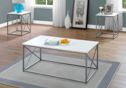 Ens de tables - 3mcx, blanc, métal argent - Monarch