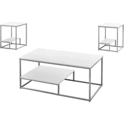 Ens de tables - 3mcx, blanc, métal argent - Monarch