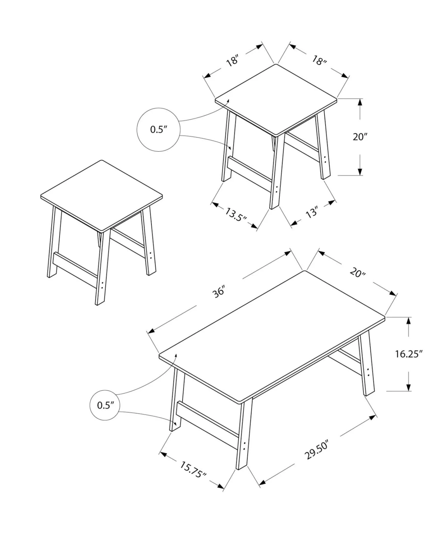 Ens de tables - 3mcx, espresso - Monarch