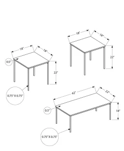 Ens de tables - 3mcx, marbre blanc, métal noir - Monarch