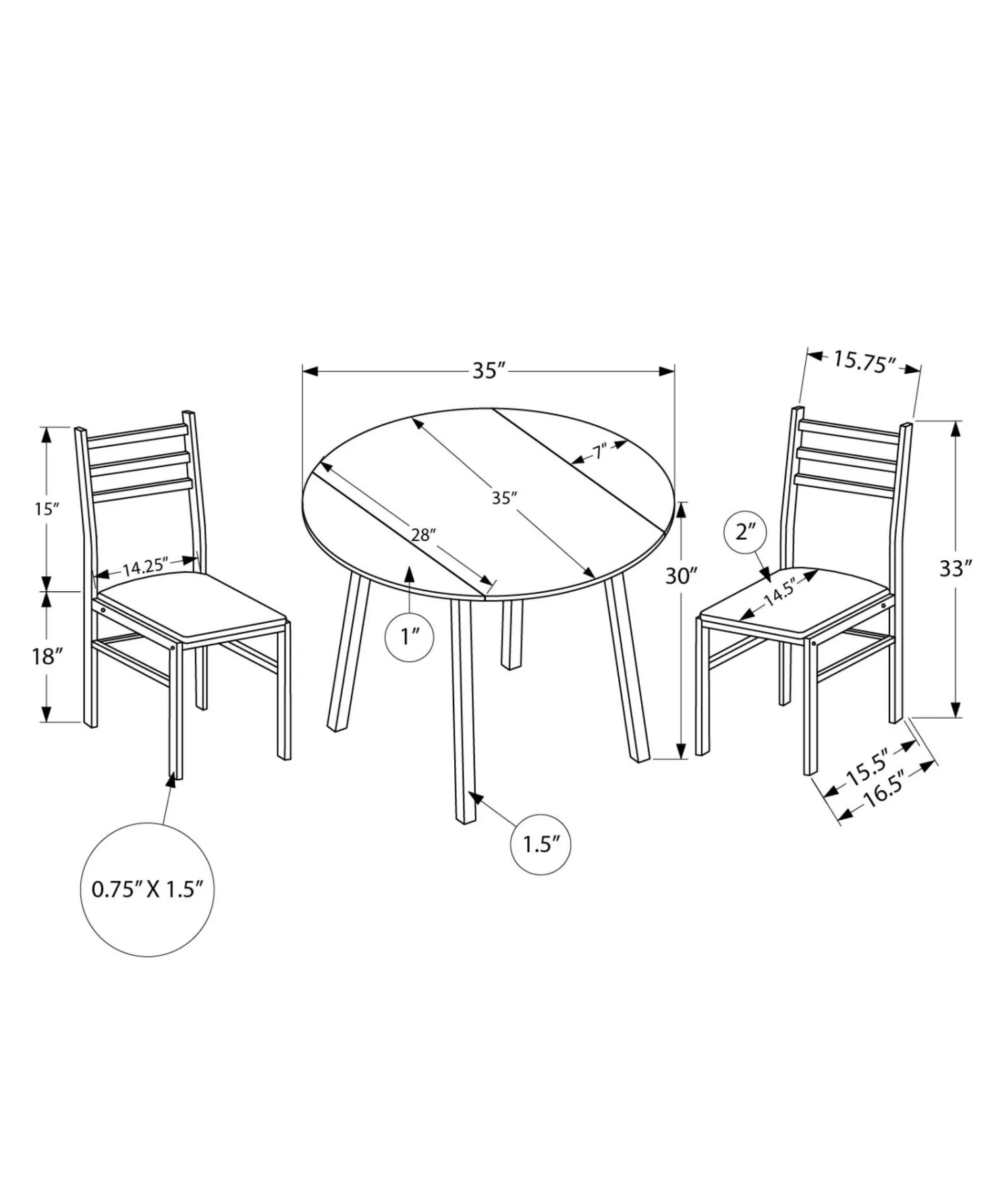 Ens salle à manger - 3mcx, dessus blanc, métal blanc
