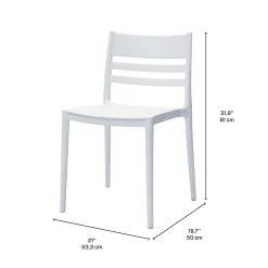 Ensemble à dîner d'extérieur en résine avec 1 table carrée et 4 chaises empilables - blanc
