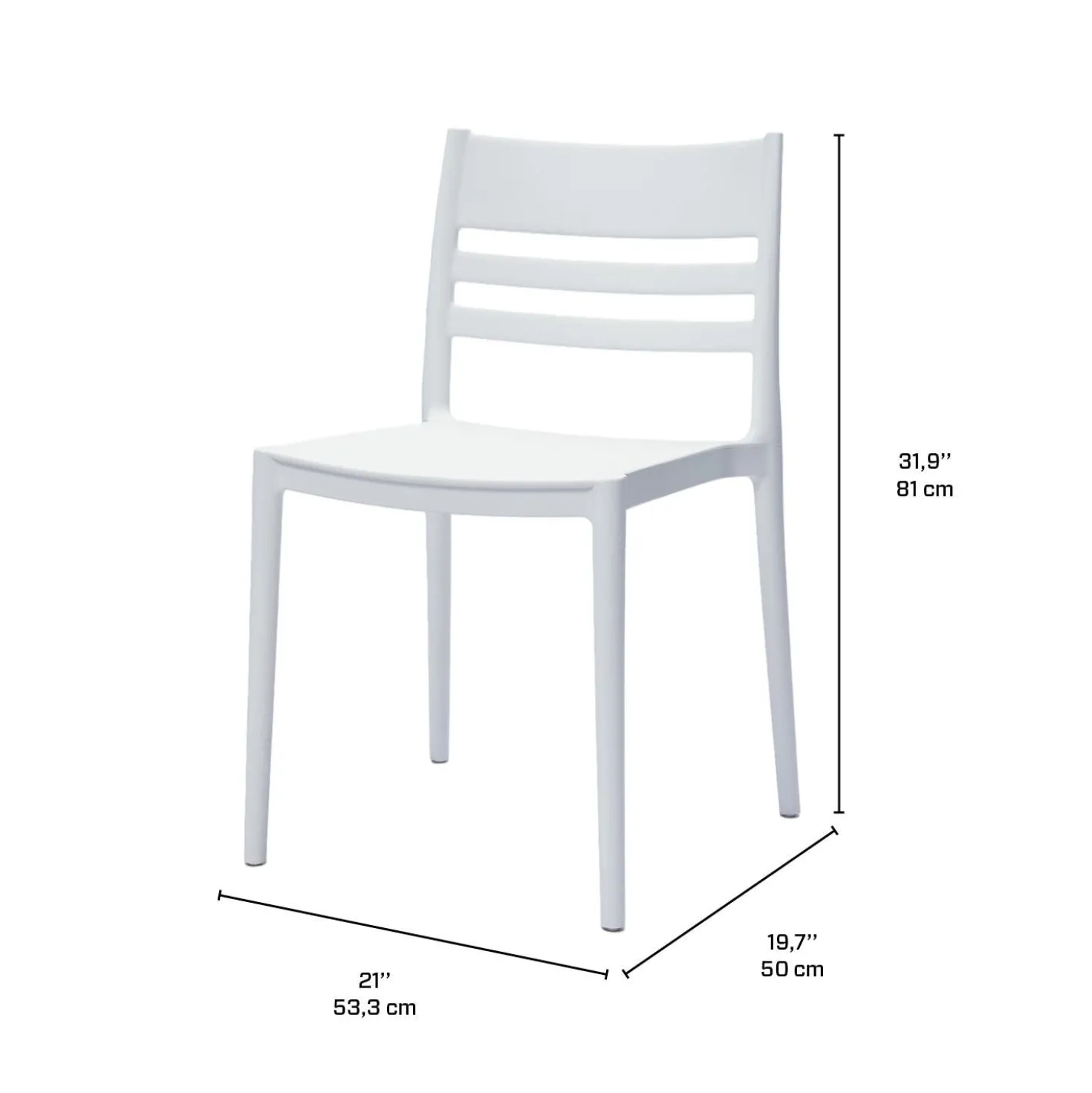 Ensemble à dîner d'extérieur en résine avec 1 table carrée et 4 chaises empilables - blanc