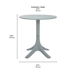 Ensemble à dîner d'extérieur en résine avec 1 table ronde et 4 chaises empilables - gris