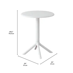 Ensemble à dîner intérieur/extérieur en résine avec table ronde et 2 chaises empilables - blanc