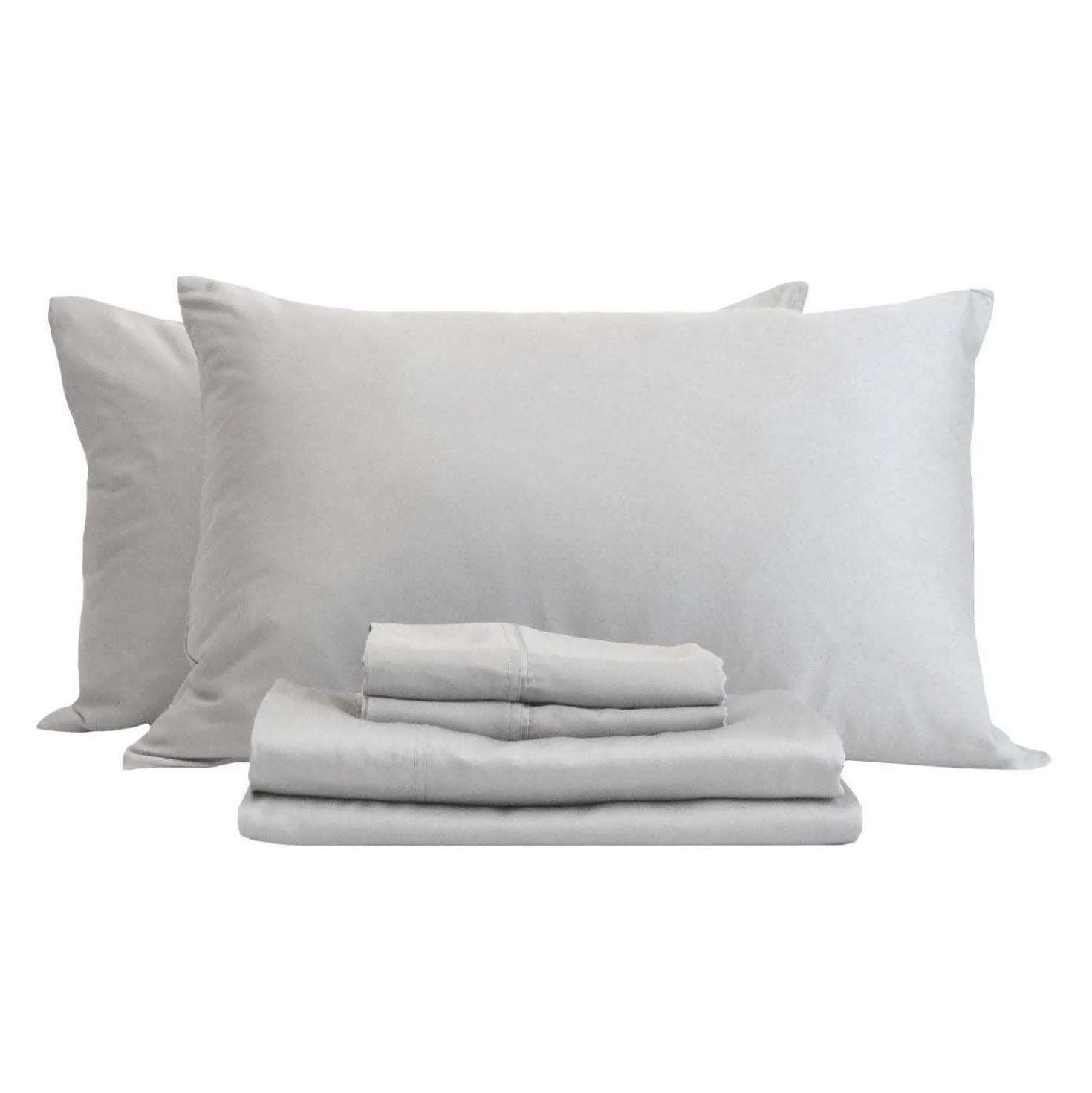 Ensemble de draps 2 simple XL en bambou - gris ciment