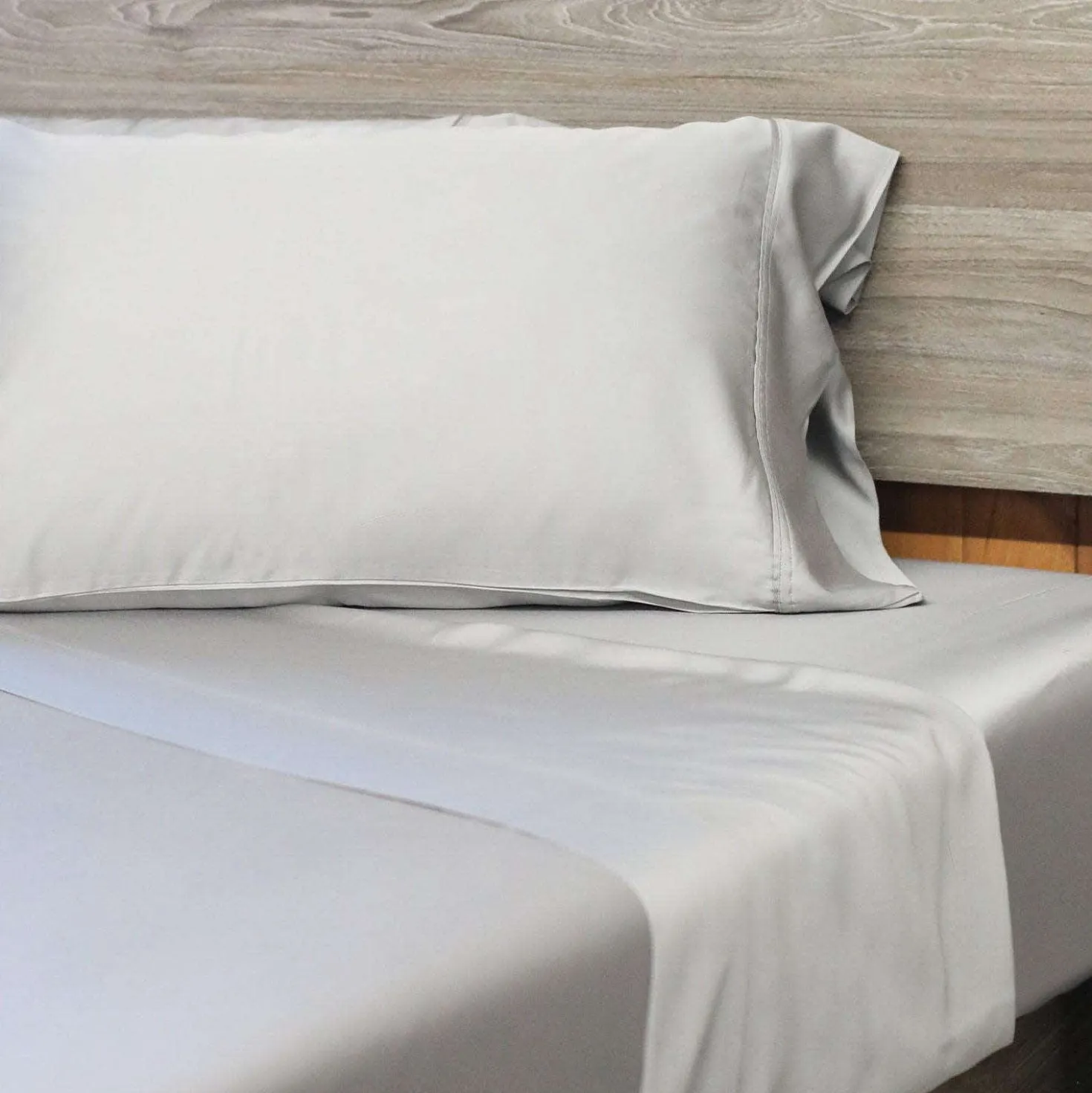 Ensemble de draps 2 simple XL en bambou - gris ciment