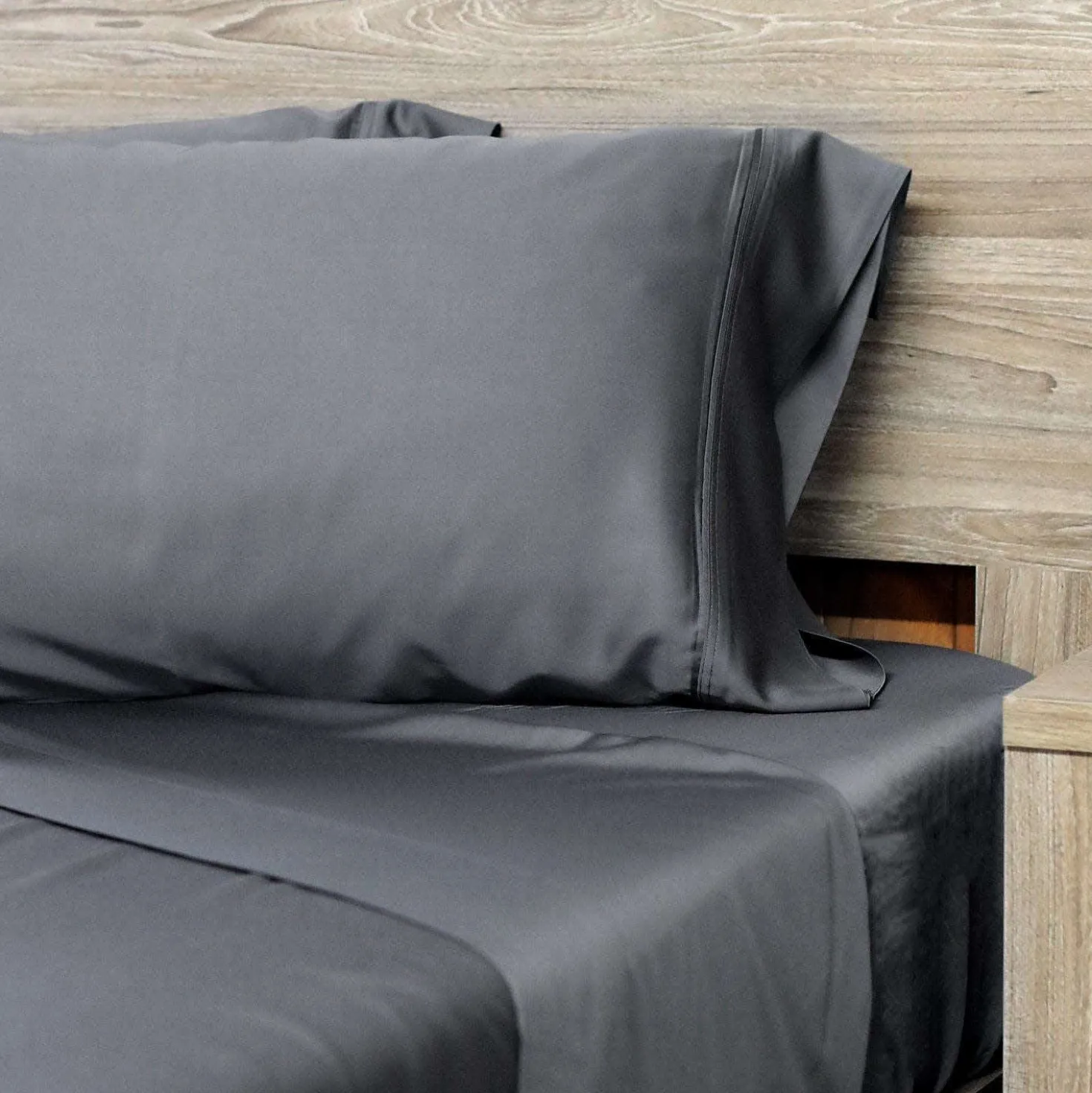Ensemble de draps queen en bambou - gris charbon