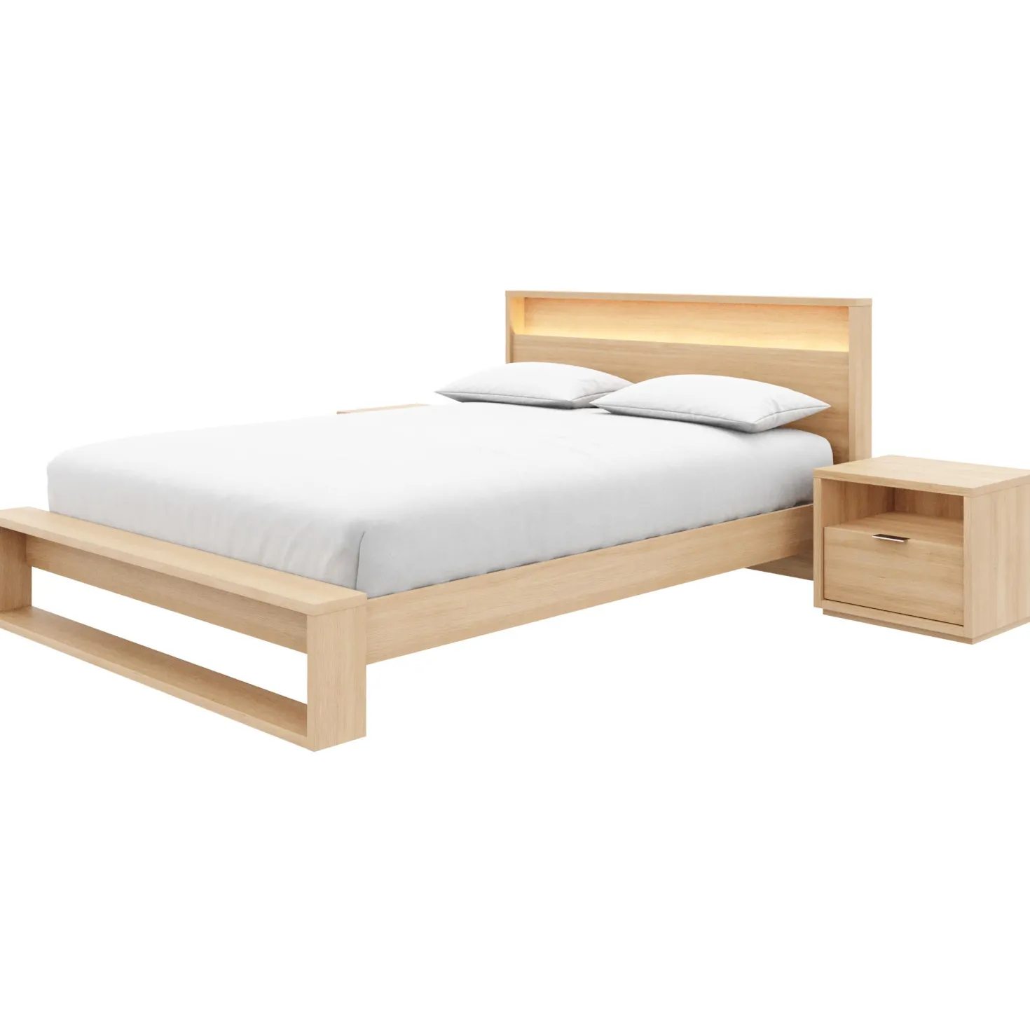 Ensemble grand lit avec éclairage (60") - 4 mcx - Nexera