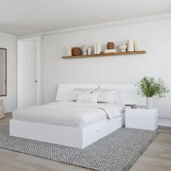 Ensemble grand lit avec rangement 2 tiroirs (60